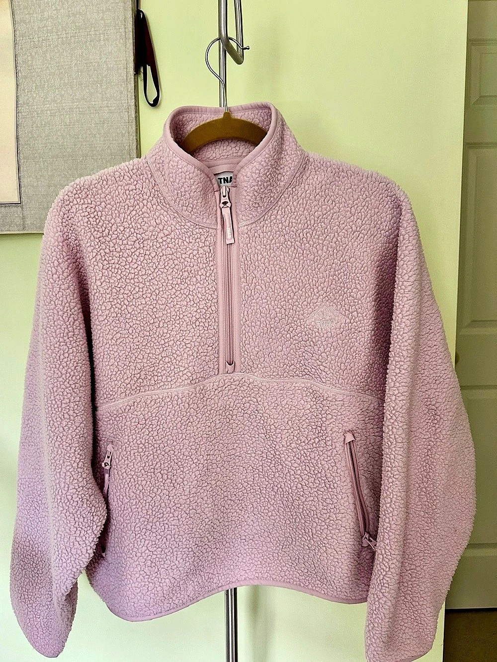 Aritzia TNA Polar Fleece Half-Zip Jacket - Pale Pink / Lilac (Medium)